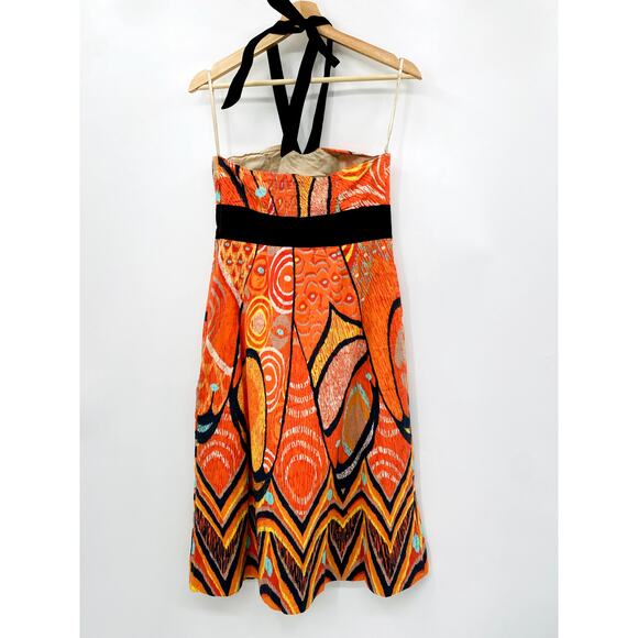 Anthropologie maeve orange floral halter midi dress - Picture 3 of 5